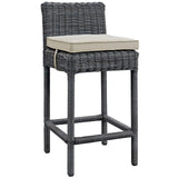 Modway Furniture Summon 2 Piece Outdoor Patio Sunbrella® Pub Set 0423 Antique Canvas Beige EEI-2197-GRY-BEI-SET