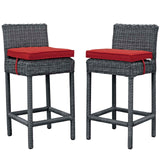 Modway Furniture Summon 2 Piece Outdoor Patio Sunbrella® Pub Set 0423 Canvas Red EEI-2197-GRY-RED-SET