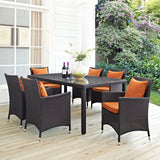 Convene 7 Piece Outdoor Patio Dining Set Espresso Orange EEI-2199-EXP-ORA-SET