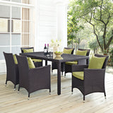 Convene 7 Piece Outdoor Patio Dining Set Espresso Peridot EEI-2199-EXP-PER-SET