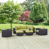 Convene 7 Piece Outdoor Patio Sectional Set Espresso Peridot EEI-2200-EXP-PER-SET