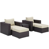 Convene 5 Piece Outdoor Patio Sectional Set Espresso Beige EEI-2201-EXP-BEI-SET