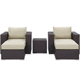 Convene 5 Piece Outdoor Patio Sectional Set Espresso Beige EEI-2201-EXP-BEI-SET