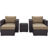 Convene 5 Piece Outdoor Patio Sectional Set Espresso Mocha EEI-2201-EXP-MOC-SET