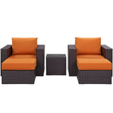 Convene 5 Piece Outdoor Patio Sectional Set Espresso Orange EEI-2201-EXP-ORA-SET