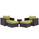 Convene 5 Piece Outdoor Patio Sectional Set Espresso Peridot EEI-2201-EXP-PER-SET