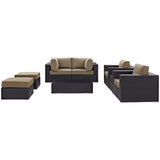 Convene 8 Piece Outdoor Patio Sectional Set Espresso Mocha EEI-2206-EXP-MOC-SET