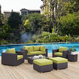 Convene 8 Piece Outdoor Patio Sectional Set Espresso Peridot EEI-2206-EXP-PER-SET