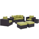 Convene 8 Piece Outdoor Patio Sectional Set Espresso Peridot EEI-2206-EXP-PER-SET