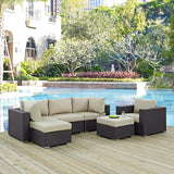 Convene 6 Piece Outdoor Patio Sectional Set Espresso Beige EEI-2207-EXP-BEI-SET