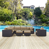 Convene 9 Piece Outdoor Patio Sectional Set Espresso Mocha EEI-2208-EXP-MOC-SET