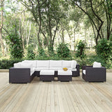 Convene 9 Piece Outdoor Patio Sectional Set Espresso White EEI-2208-EXP-WHI-SET