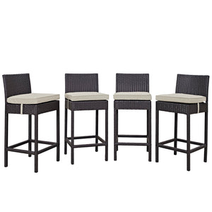 Convene 4 Piece Outdoor Patio Pub Set Espresso Beige EEI-2218-EXP-BEI-SET