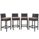 Convene 4 Piece Outdoor Patio Pub Set Espresso Mocha EEI-2218-EXP-MOC-SET