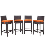 Convene 4 Piece Outdoor Patio Pub Set Espresso Orange EEI-2218-EXP-ORA-SET