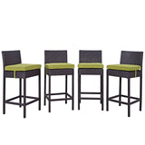 Convene 4 Piece Outdoor Patio Pub Set Espresso Peridot EEI-2218-EXP-PER-SET