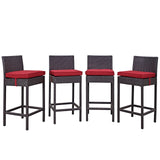 Convene 4 Piece Outdoor Patio Pub Set Espresso red EEI-2218-EXP-RED-SET