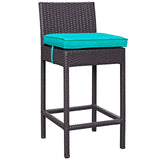 Convene 4 Piece Outdoor Patio Pub Set Espresso Turquoise EEI-2218-EXP-TRQ-SET