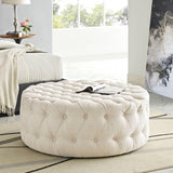 Amour Upholstered Fabric Ottoman Beige EEI-2225-BEI