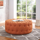 Amour Upholstered Fabric Ottoman Orange EEI-2225-ORA