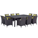 Convene 11 Piece Outdoor Patio Dining Set Espresso Peridot EEI-2240-EXP-PER-SET