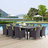 Convene 11 Piece Outdoor Patio Dining Set Espresso Peridot EEI-2240-EXP-PER-SET