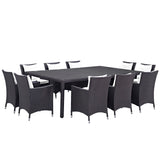 Convene 11 Piece Outdoor Patio Dining Set Espresso White EEI-2240-EXP-WHI-SET