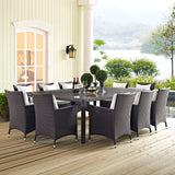 Convene 11 Piece Outdoor Patio Dining Set Espresso White EEI-2240-EXP-WHI-SET