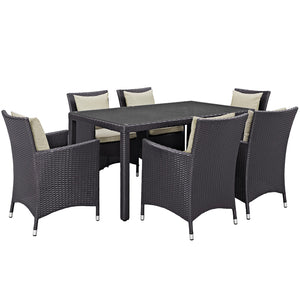 Convene 7 Piece Outdoor Patio Dining Set Espresso Beige EEI-2241-EXP-BEI-SET