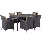 Convene 7 Piece Outdoor Patio Dining Set Espresso Mocha EEI-2241-EXP-MOC-SET