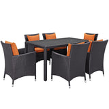 Convene 7 Piece Outdoor Patio Dining Set Espresso Orange EEI-2241-EXP-ORA-SET