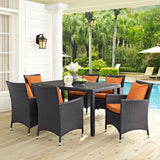 Convene 7 Piece Outdoor Patio Dining Set Espresso Orange EEI-2241-EXP-ORA-SET