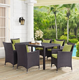 Convene 7 Piece Outdoor Patio Dining Set Espresso Peridot EEI-2241-EXP-PER-SET