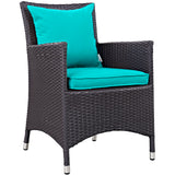 Convene 7 Piece Outdoor Patio Dining Set Espresso Turquoise EEI-2241-EXP-TRQ-SET