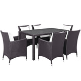 Convene 7 Piece Outdoor Patio Dining Set Espresso White EEI-2241-EXP-WHI-SET