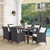 Convene 7 Piece Outdoor Patio Dining Set Espresso White EEI-2241-EXP-WHI-SET