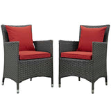 Sojourn 2 Piece Outdoor Patio Sunbrella® Dining Set Canvas Red EEI-2242-CHC-RED-SET