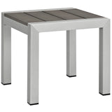 Shore Outdoor Patio Aluminum Side Table Silver Gray EEI-2248-SLV-GRY