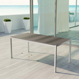 Shore Outdoor Patio Aluminum Dining Table Silver Gray EEI-2251-SLV-GRY