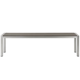 Shore Outdoor Patio Aluminum Bench Silver Gray EEI-2252-SLV-GRY