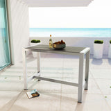 Shore Outdoor Patio Aluminum Rectangle Bar Table Silver Gray EEI-2253-SLV-GRY