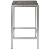 Shore Outdoor Patio Aluminum Bar Table Silver Gray EEI-2256-SLV-GRY
