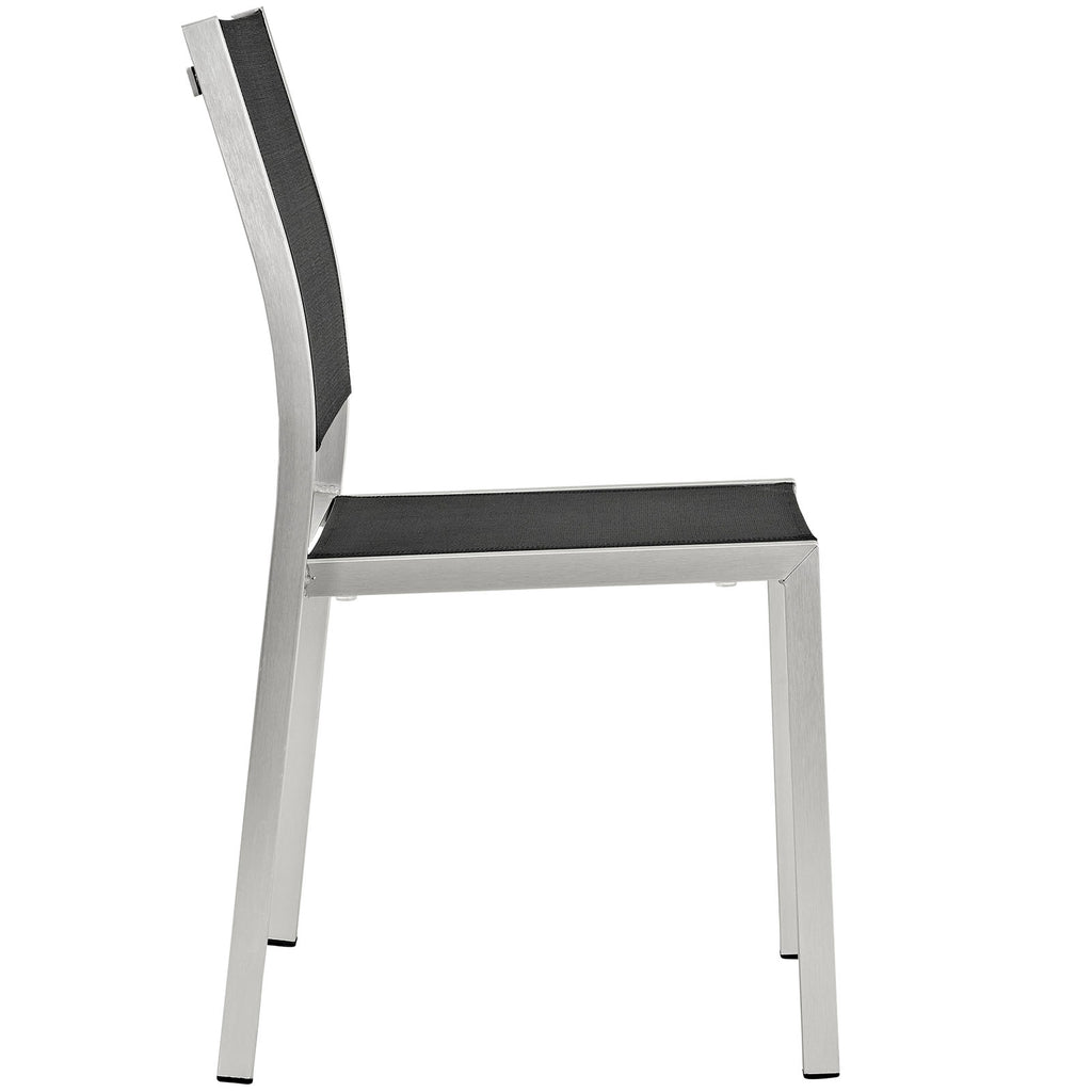 Shore Outdoor Patio Aluminum Side Chair Silver Black EEI-2259-SLV-BLK