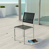 Shore Outdoor Patio Aluminum Side Chair Silver Black EEI-2259-SLV-BLK