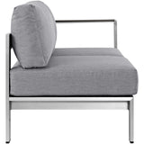 Shore Right-Arm Corner Sectional Outdoor Patio Aluminum Loveseat Silver Gray EEI-2262-SLV-GRY