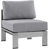 Shore Armless Outdoor Patio Aluminum Chair Silver Gray EEI-2263-SLV-GRY