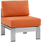 Shore Armless Outdoor Patio Aluminum Chair Silver Orange EEI-2263-SLV-ORA