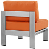 Shore Armless Outdoor Patio Aluminum Chair Silver Orange EEI-2263-SLV-ORA