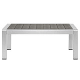 Shore Outdoor Patio Aluminum Coffee Table Silver Gray EEI-2268-SLV-GRY