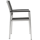 Shore Outdoor Patio Aluminum Dining Chair Silver Black EEI-2272-SLV-BLK